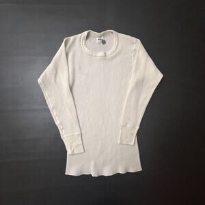 Vintage Morgan Mills Thermal Shirt Mens Medium White Waffle Knit Compression 80s